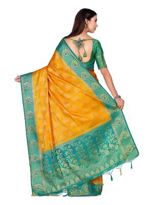 Gold Woven Art Silk Saree With Blouse 4
