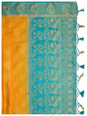 Gold Woven Art Silk Saree With Blouse 7