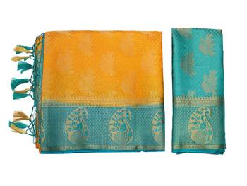 Gold Woven Art Silk Saree With Blouse 8