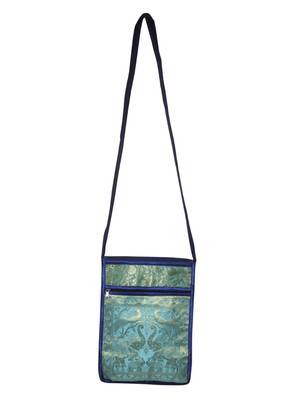 Lal Haveli Indian Handmade Peacock & Elephant Work Design Silk Crossbody Bag 10 x 15 inch 1