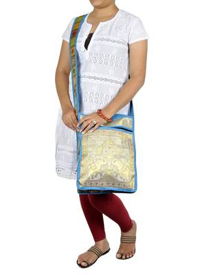 Lal Haveli Elephant & Peacock Work Design Silk Boho Tote Silng Bag 10 X 15 inches 1