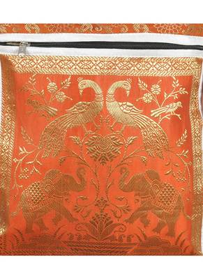 Lal Haveli Peacock & Elephant Work Design Silk Cross Body Bag Womes's Gift 10 X 15 inches 3