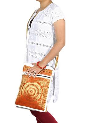Lal Haveli Mandala Work Design Silk Boho Hippie Bag 10 X 15 inches 2