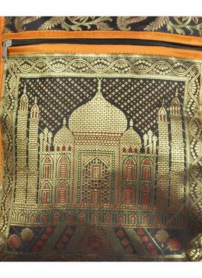 Lal Haveli Indian Taj Mahal Art Work Silk Jhola Boho Bag Christmas Gift 10 X 15 inches 3