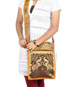Lal Haveli Rajasthani Handmade Peacock & Elephant Work Design Cross Body Silk Sling Bag