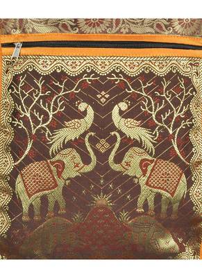 Lal Haveli Rajasthani Handmade Peacock & Elephant Work Design Cross Body Silk Sling Bag 3