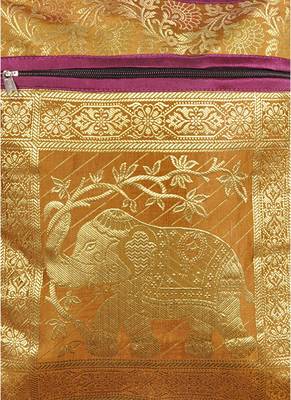 Lal Haveli Jacquard Silk Elephant Work Design Boho Tote Bag for Women 10 X 15 inches 3