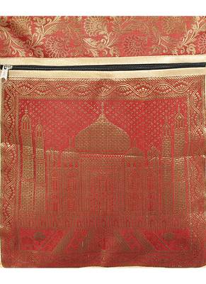 Lal Haveli Taj Mahal Jacquard Silk Women's Cross Body Shoulder Boho Bag 10 X 15 inches 3