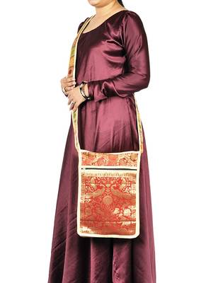 Lal Haveli Rajasthani Elephant & Peacock Work Design Cross Body Boho Bag 10 X 15 inches 1
