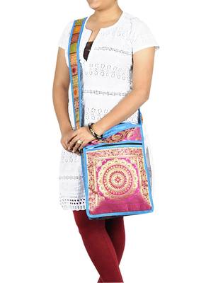 Lal Haveli Mandala Jacquard Silk Boho Side Bag 10 X 15 inches 1