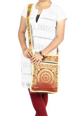 Lal Haveli Mandala Silk Designer Women's Cross Body Bag 10 X 15 inches 1