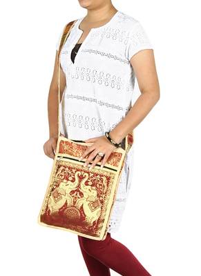 Lal Haveli Elephant Work Design Tote Bag for Women 10 X 15 inches 2