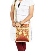 Lal Haveli Elephant Art Work Design Ladies Cross Body Side Silk Bag 10 X 15 inches