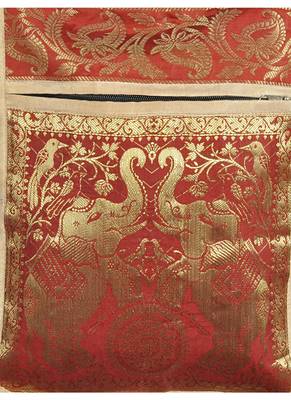 Lal Haveli Elephant Art Work Design Ladies Cross Body Side Silk Bag 10 X 15 inches 3