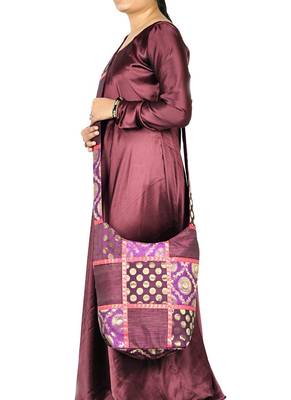 Lal Haveli Patchwork Design Silk Hippie Sling Bag for Women's 12 X 15 inches 1
