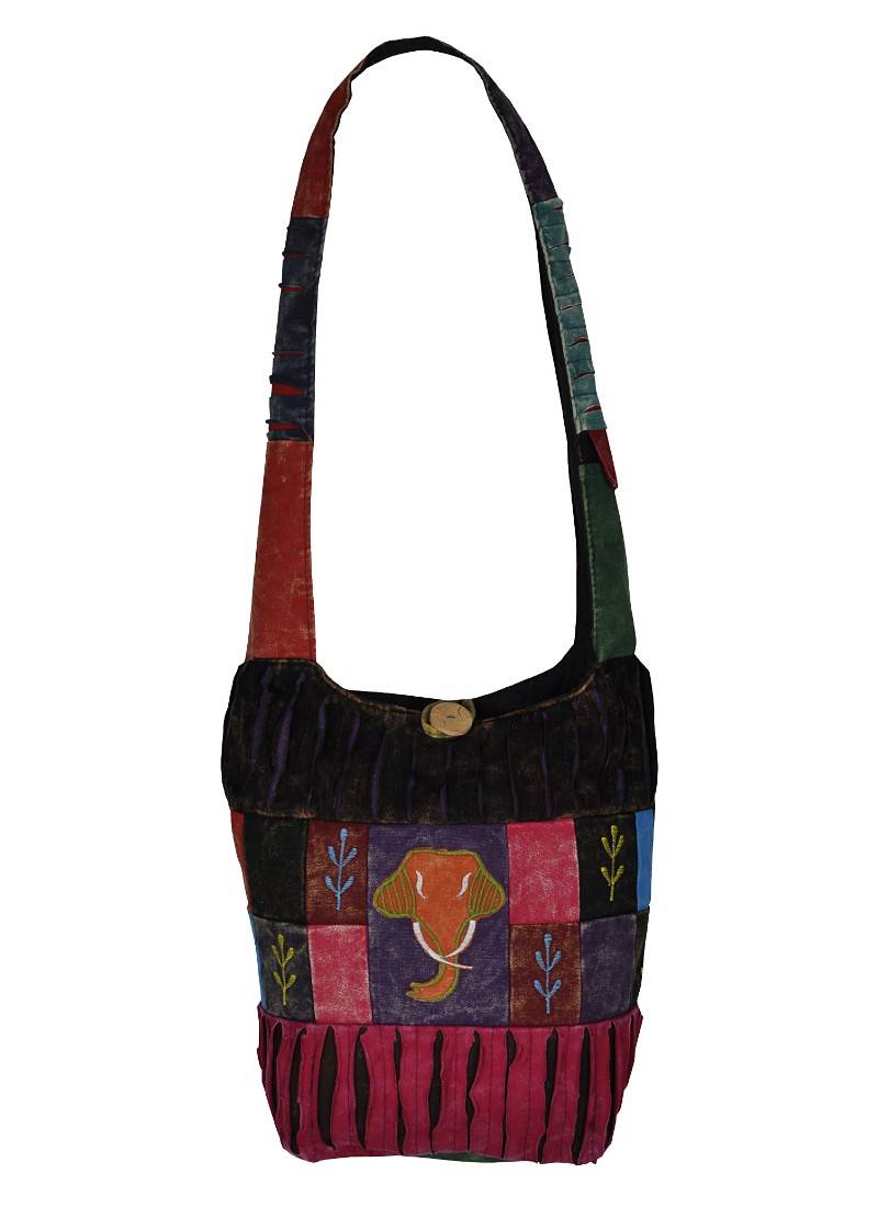 Lal Haveli Patchwork Design Cotton Boho Jhola Bag 15 X 16 inches