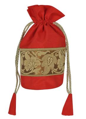 Lal Haveli Handmade Silk Jewrllery Bag String Money Pouches 9 X 4 Inches 1