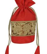 Lal Haveli Handmade Silk Jewrllery Bag String Money Pouches 9 X 4 Inches