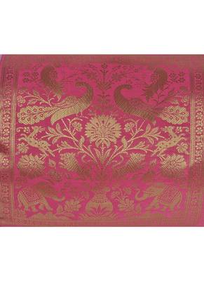 Lal Haveli Elephant & Peacock Work Design Silk Bolster Pillow Cover for Diwan 3