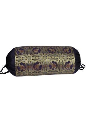 Lal Haveli Handmade Elephant Work Design Silk Bolster Cover for Housewarming Gift 2