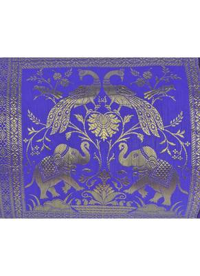 Lal Haveli Peacock & Elephant Work Design Silk Bolster Cover for Room D      cor 30 X 15 inches 3
