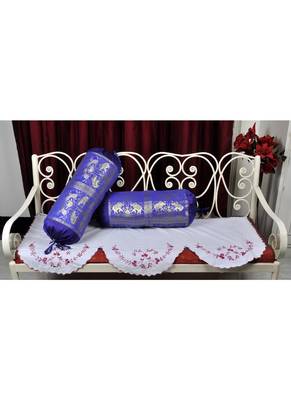 Lal Haveli Peacock & Elephant Work Design Silk Bolster Cover for Room D      cor 30 X 15 inches 4
