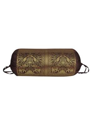Lal Haveli Living Room Decorative Handmade Elephant Peacock Design Silk Bolster Cover 30 X 15 inches 1