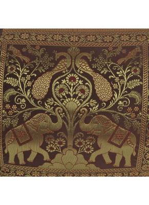 Lal Haveli Living Room Decorative Handmade Elephant Peacock Design Silk Bolster Cover 30 X 15 inches 3