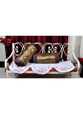 Lal Haveli Living Room Decorative Handmade Elephant Peacock Design Silk Bolster Cover 30 X 15 inches 4