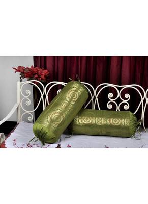 Lal Haveli Room Decorative Handmade Silk Bolster Cushion Cover 30 X 15 inches 4