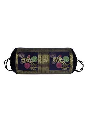 Lal Haveli Rose Flower Work Designer Silk Bolster Cushion Cover 30 X 15 inches 1