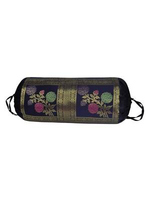 Lal Haveli Rose Flower Work Designer Silk Bolster Cushion Cover 30 X 15 inches 2