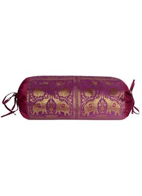 Peacock & Elephant Work Designer Round Bolster Pillow Covers Decorative 30 X 15 Inches by Lalhaveli 1
