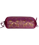 Peacock & Elephant Work Designer Round Bolster Pillow Covers Decorative 30 X 15 Inches by Lalhaveli