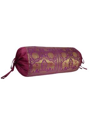 Peacock & Elephant Work Designer Round Bolster Pillow Covers Decorative 30 X 15 Inches by Lalhaveli 2