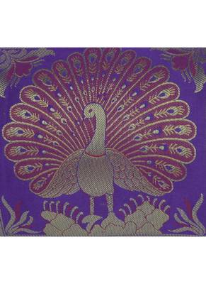 Peacock Work Design Silk Bolster Cover 30 X 15 Inches 3