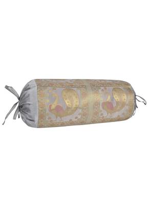 Lal Haveli Round Peacock Cushion Covers for Bolster Pillow 30 X 15 inches 3