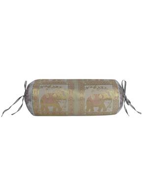 Lal Haveli Ethnic Elephant Design Silk Bolster Pillow Cover for Room Decor 30 X 15 inches 1