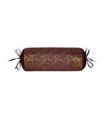 Lal Haveli Maroon Color Handmade Paisley Design Silk Bolster Pillow Cover 30 x 15 Inch