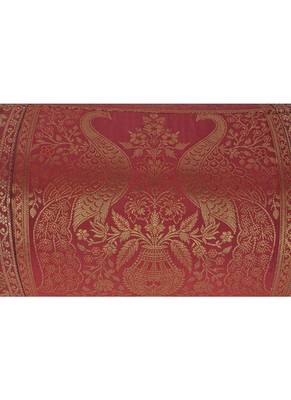 Lal Haveli Peacock Design Maroon Silk Bolster Pillow Cover Sofa Decorations 30 x 15 Inch 3