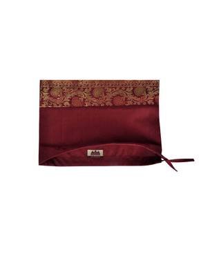 Lal Haveli Peacock Design Maroon Silk Bolster Pillow Cover Sofa Decorations 30 x 15 Inch 4