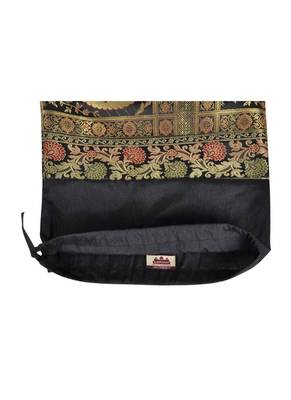 Lal Haveli Rajasthani Handmade Peacock Design Black Color Home Decor Silk Bolster Cushion Cover 30 x 15 Inch 4