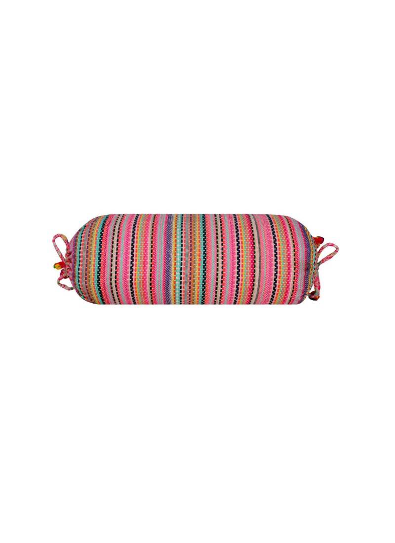 Lal Haveli Handmade Designer Pink Color Round Bolster Pillow Cushion Cover 30 x 15 inch