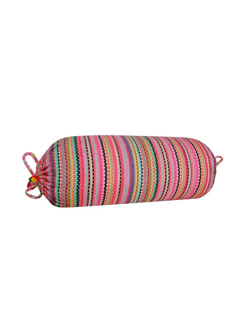 Lal Haveli Handmade Designer Pink Color Round Bolster Pillow Cushion Cover 30 x 15 inch