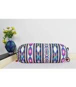 Lal Haveli Living Room Decorative Cotton Bolster Cover Blue Color 30 x 15 Inch