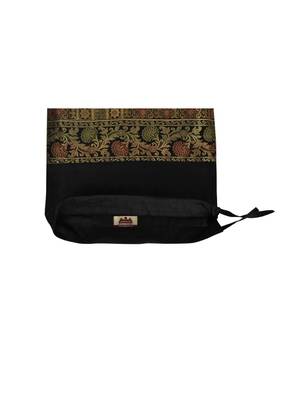 Lal Haveli Silk Handmade Peacock Design Bolster Cover 30 x 15 Inch Black Color Housewarming Gift 4