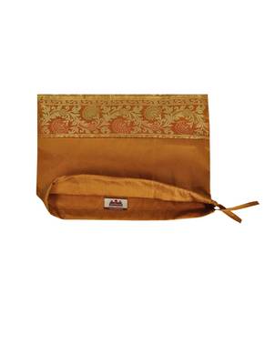 Lal Haveli Traditional Round Shape Peacock Design Bolster Cover 30 x 15 Inch Golden Color 4