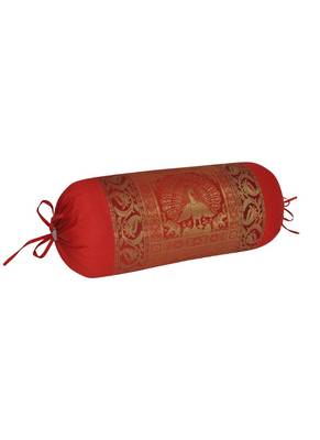 Lal Haveli Peacock Design Red Color Bolster Cover 30 x 15 Inch 2