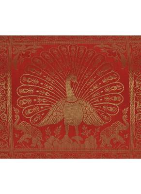 Lal Haveli Peacock Design Red Color Bolster Cover 30 x 15 Inch 3