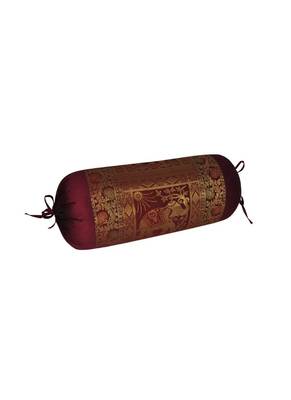 Lal Haveli Classic Elephant Design Bolster Cover Maroon Color 30 x 15 Inch Housewarming Gift 2